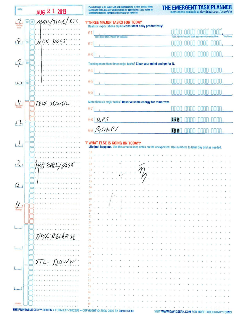Emergent Task Planner, Aug 21, 2013