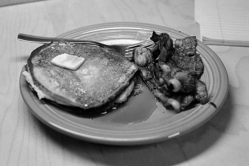 Pancakes and Bacon. Leica MP. HP5.