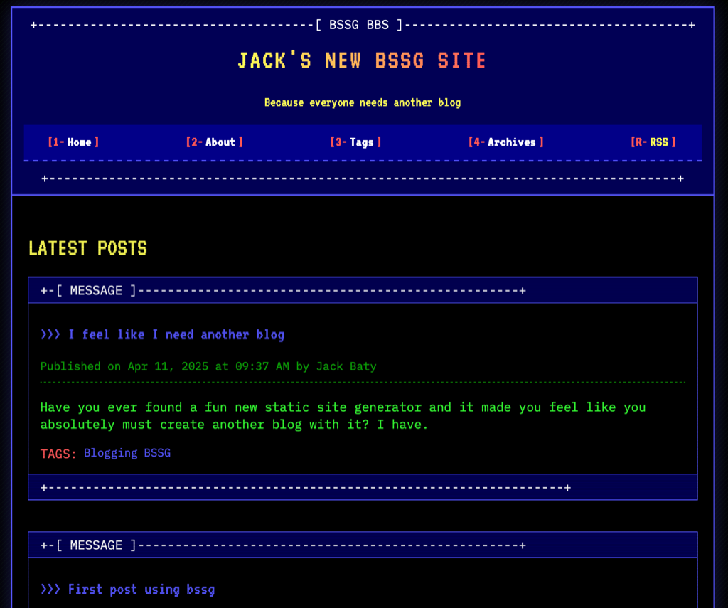 My test blog using the bbs theme